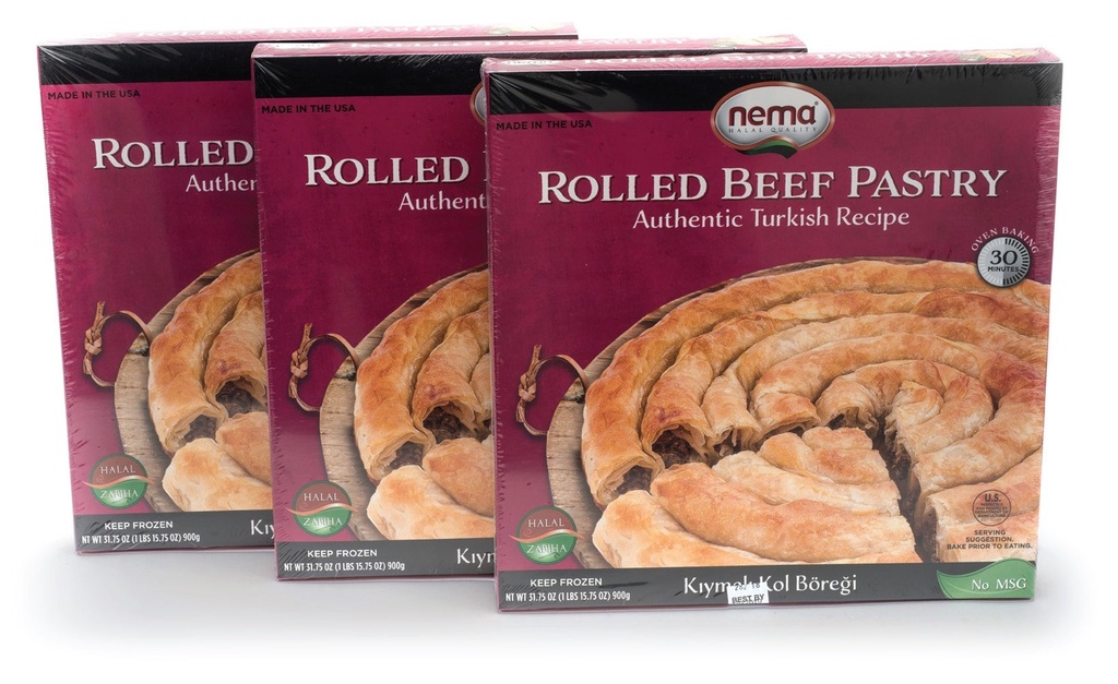 NEMA BEEF PASTRY ROLLS - Kiymali Gul Boregi 900g (Box of 8)