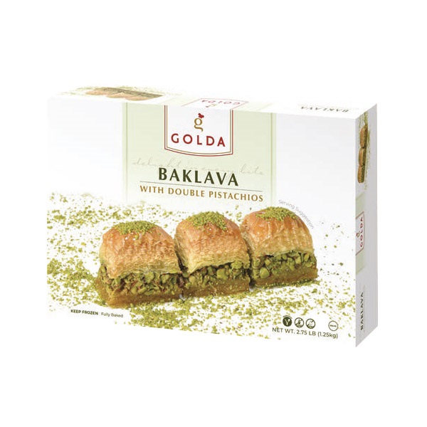 GOLDA BAKLAVA W/ DOUBLE PISTACHIOS (1.4 kg) 3.1 LB 36pcs (Box of 6)