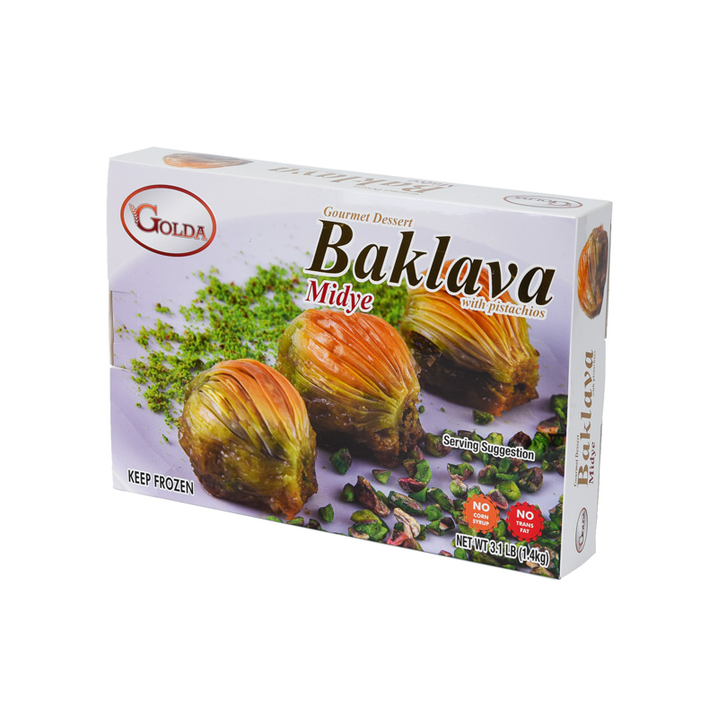 GOLDA MIDYE BAKLAVA WITH PISTACHIOS (1.4 kg) 3.1 LB (Box of 6)