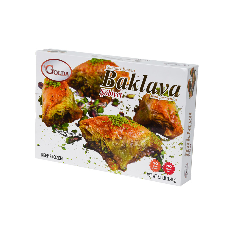 GOLDA SOBIYET BAKLAVA WITH PISTACHIOS  (1.4 kg) 3.1 LB (Box of 6)