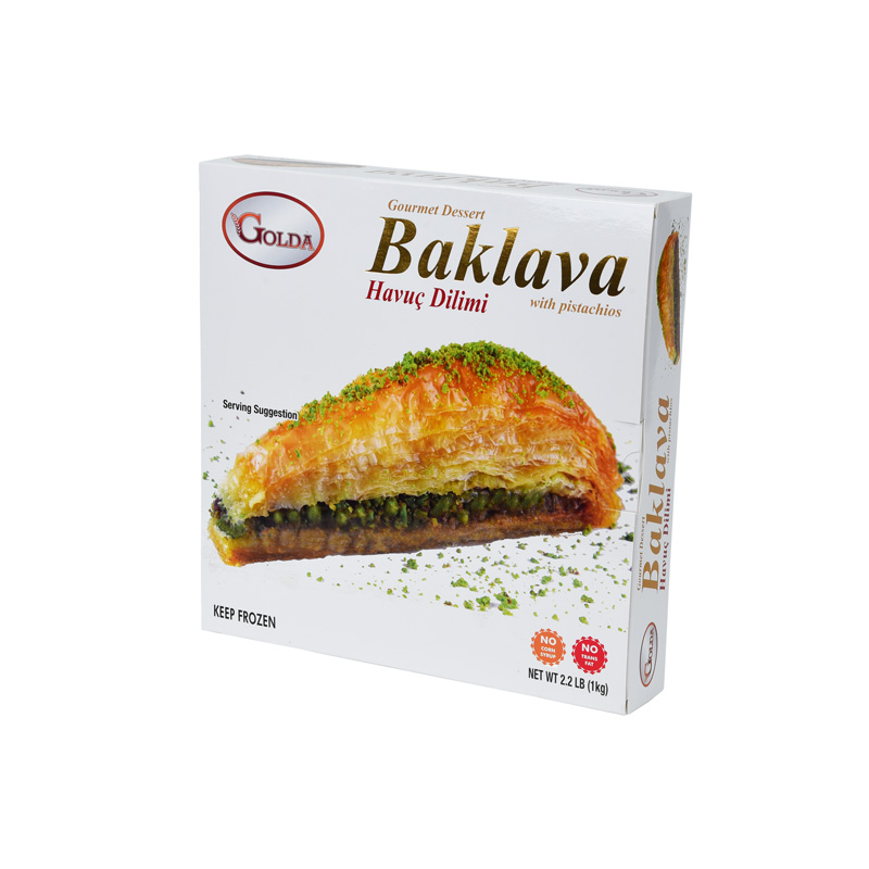 GOLDA TRIANGLE BAKLAVA WITH PISTACHIOS (1 kg) 2.2 LB (Box of 5)