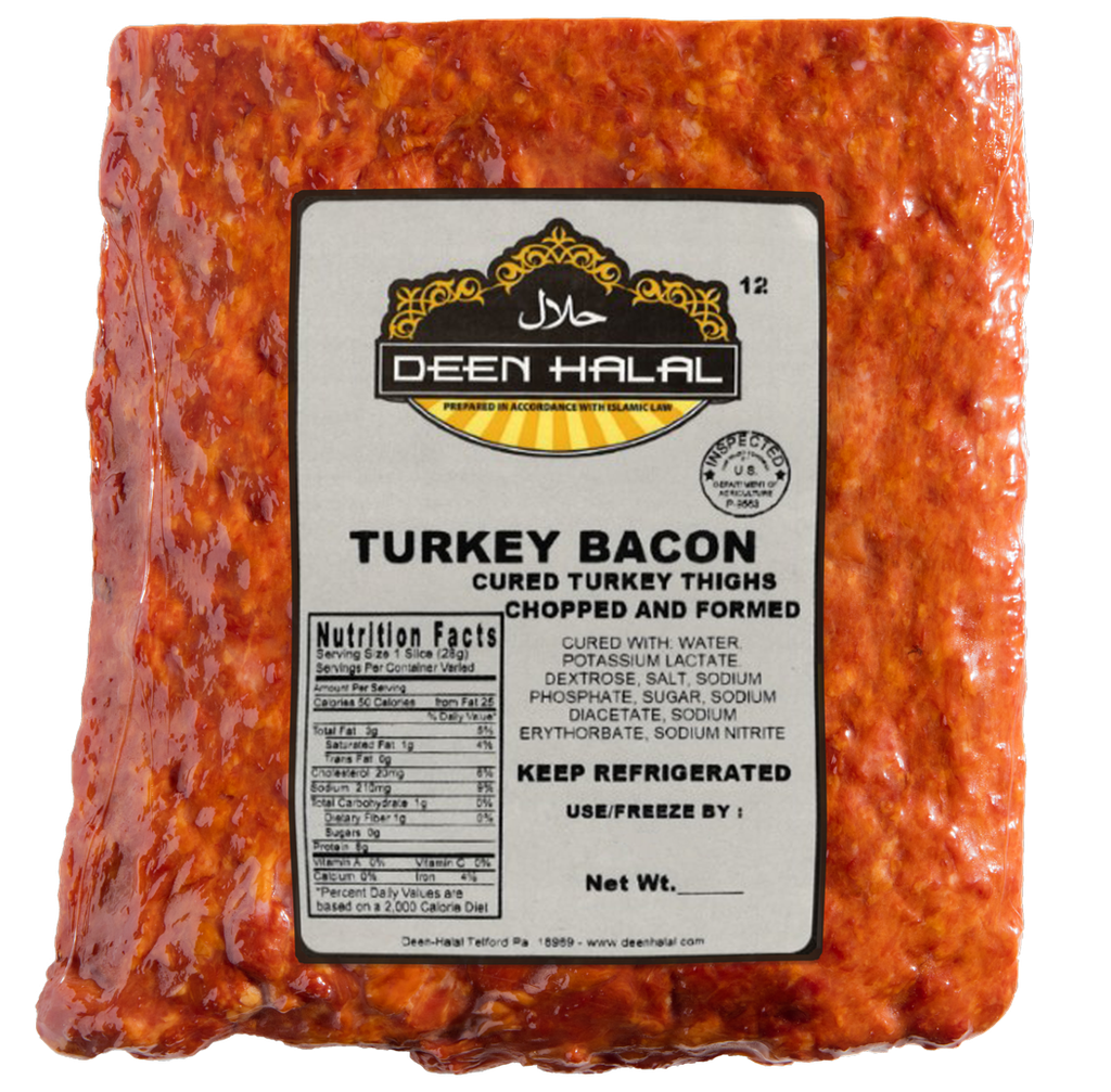 Deen Halal Turkey Bacon Slab Catch 6 #, (Box of 2) (Per Pound)