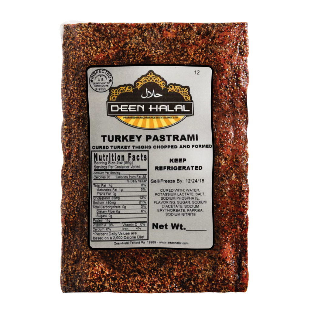 Deen Halal Turkey Pastrami catch weight 4#, (Box of 3) (Per Pound)