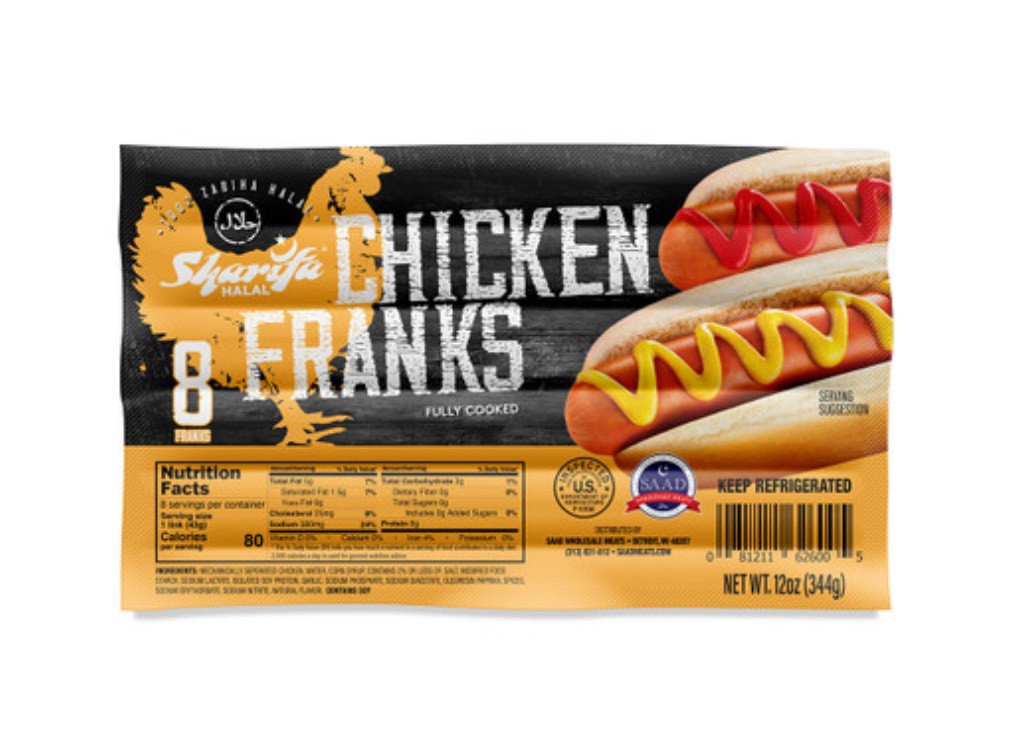 SHARIFA CHICKEN FRANKS 12 OZ (Box of 12)