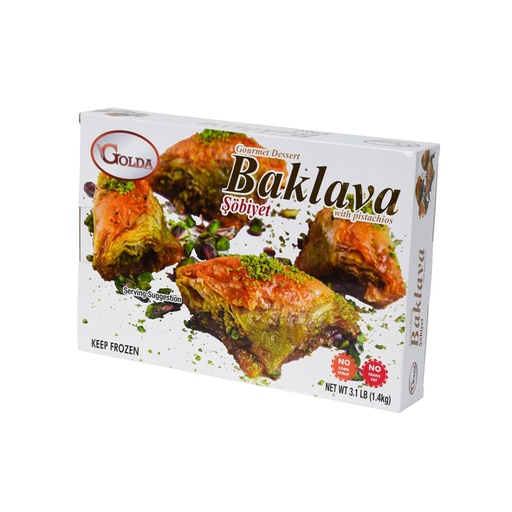 [NA0089] GOLDA SOBIYET BAKLAVA WITH PISTACHIOS  (1.4 kg) 3.1 LB (Box of 6)