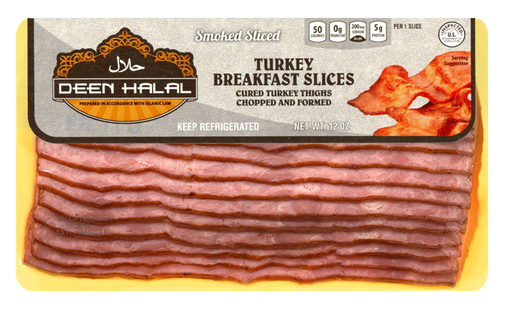 [101B-006-042] Deen Halal Turkey Breakfast Slices 12 oz., (Box of 12)