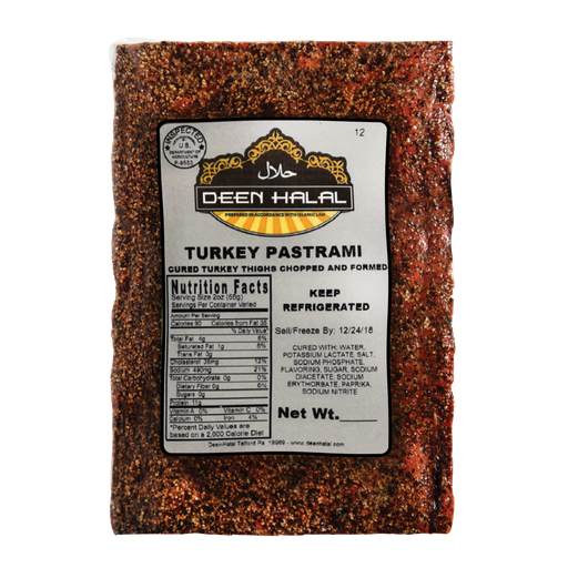 [113H-381-042] Deen Halal Turkey Pastrami catch weight 4#, (Box of 3) (Per Pound)